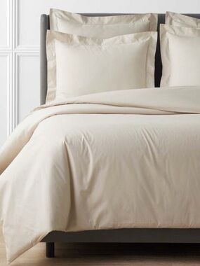 Premium Cool Supima Cotton Percale Duvet Cover - Oatmeal, Twin/Twin XL